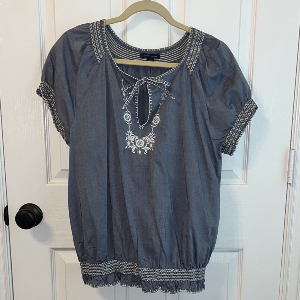 Tommy Hilfiger Blue and White Blouse
